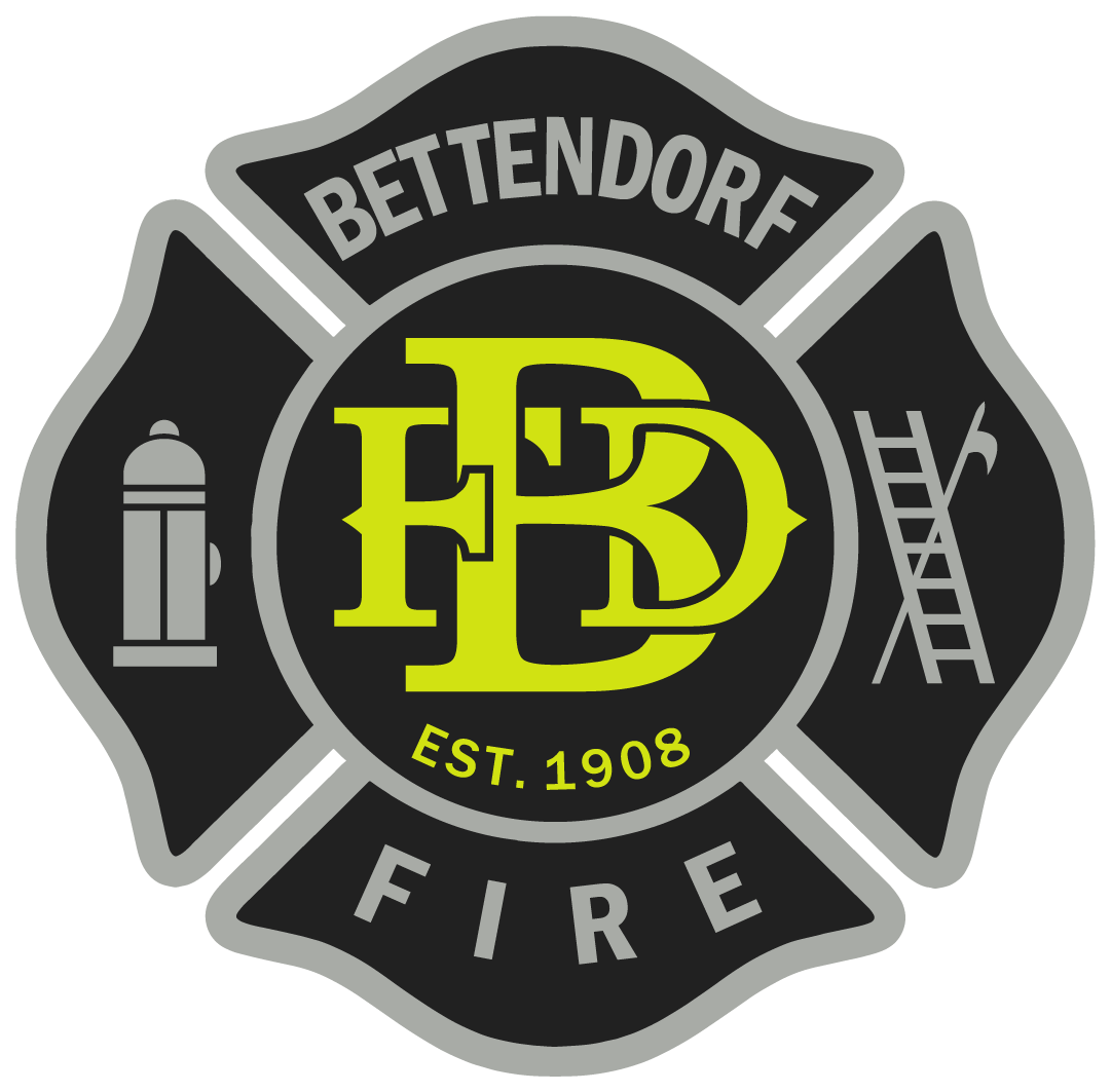 Bettendorf Fire Department logo - grays and safety green