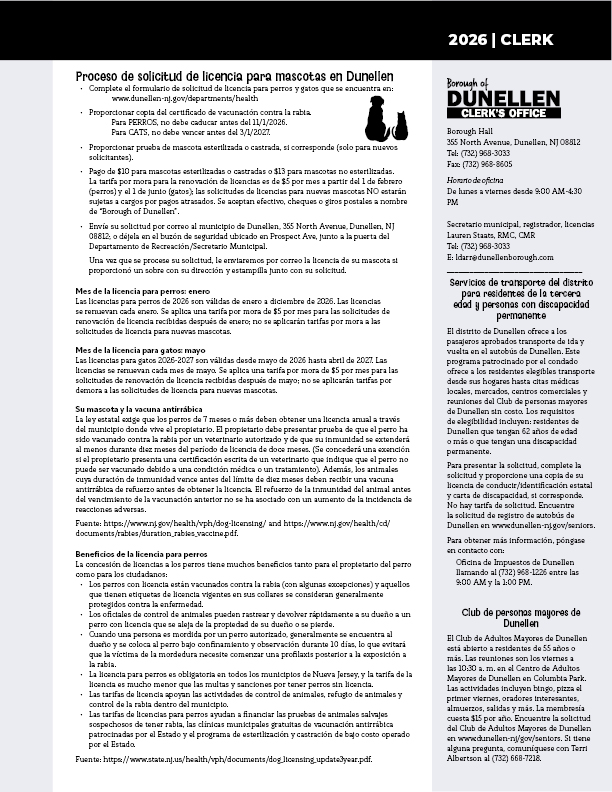 Clerk's message translated into Spanish