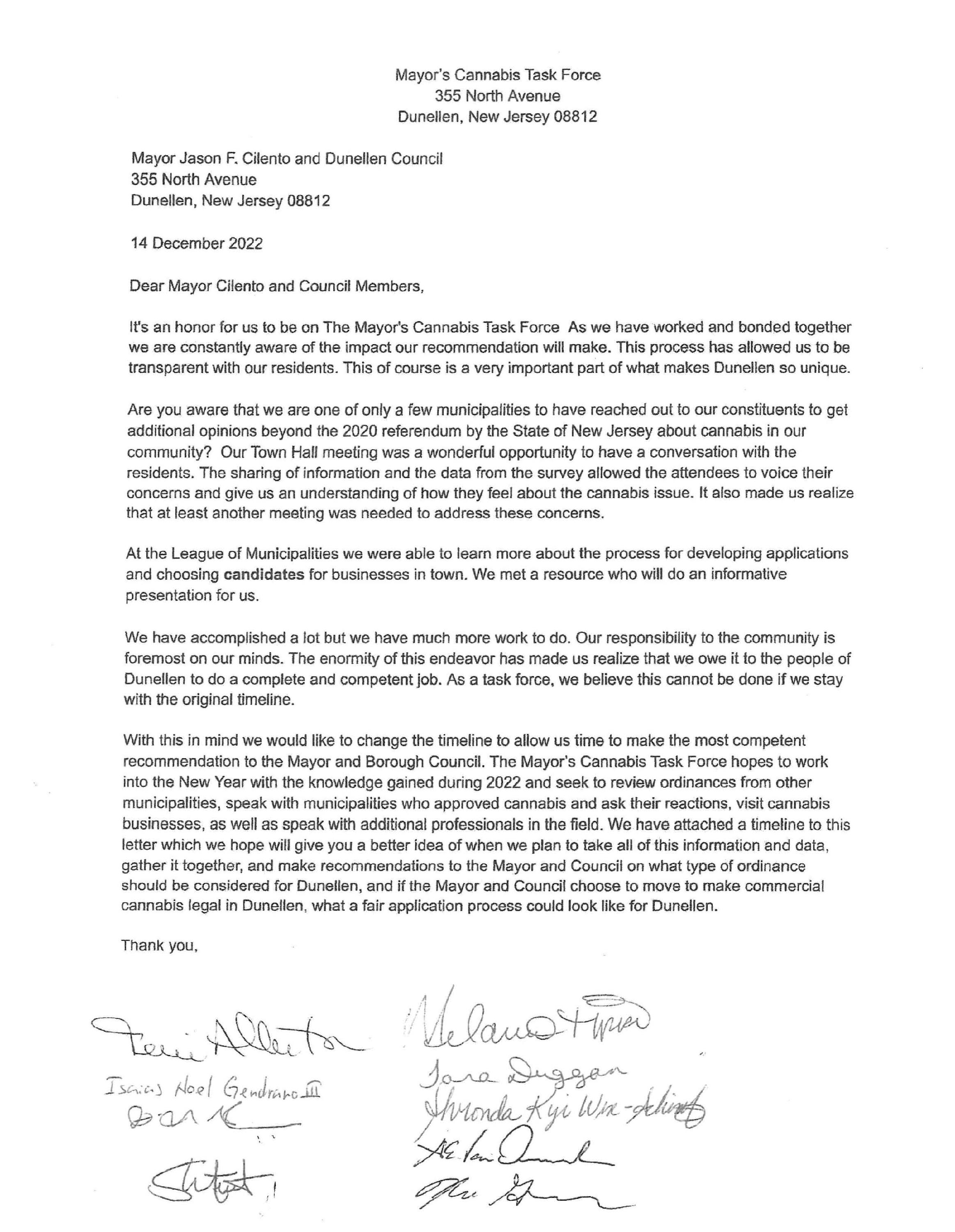 Cannabis Letter with Signatures
